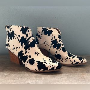 Qupid Cow Print Booties